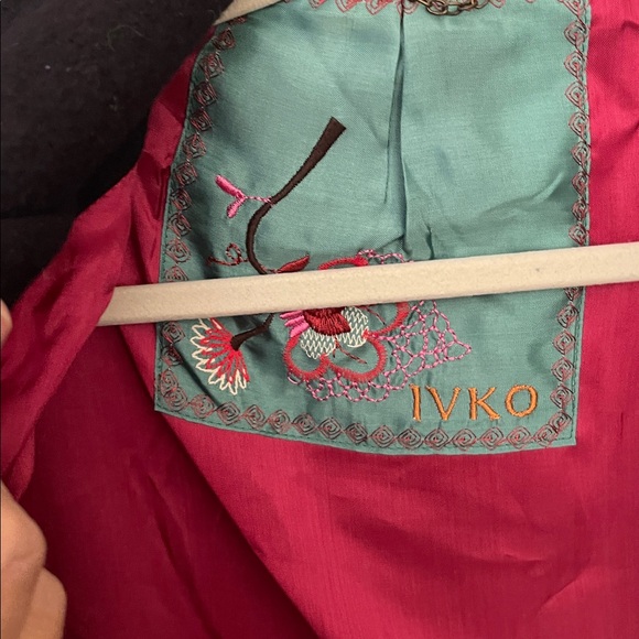 IVKO Black Wool Embroidered Hooded Coat.  Size 40. - Picture 10 of 15